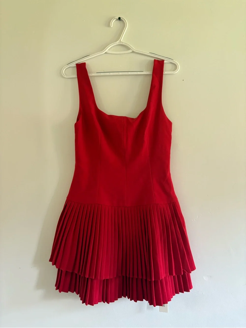 Commense Vibrant Red Pleated Square-Neck Mini Dress - Picture 2 of 4